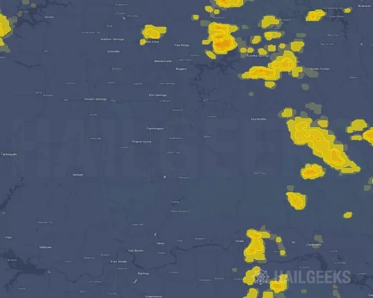 Hail map for Fayetteville, AR