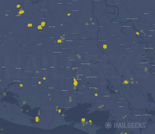 Hail map for Lafayette, LA