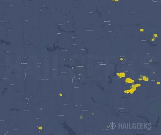 Hail map for Shreveport, LA