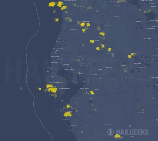 Hail map for Tampa, FL