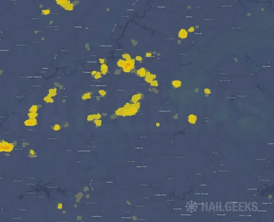Hail map for Dalton, GA