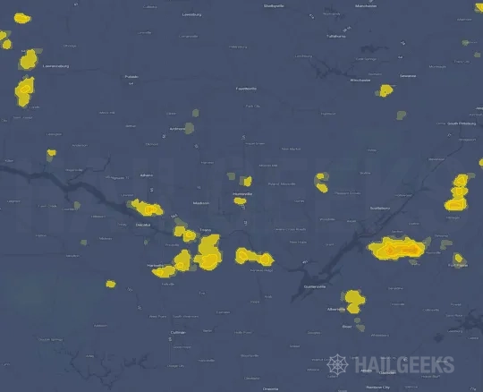 Hail map for Huntsville, AL