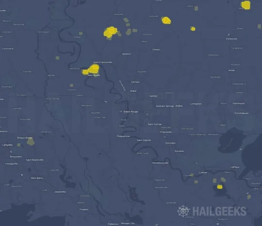 Hail map for Baton Rouge, LA