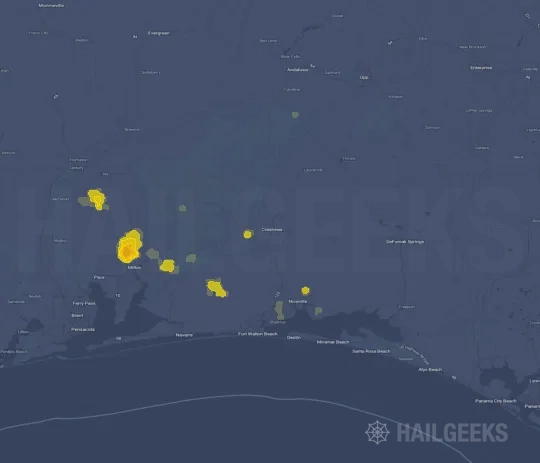 Hail map for Crestview, FL