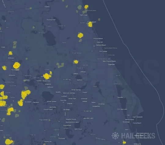 Hail map for Deltona, FL