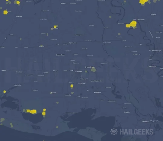 Hail map for Lafayette, LA