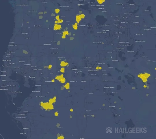 Hail map for Lakeland, FL