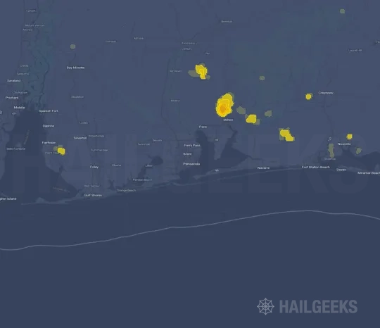Hail map for Pensacola, FL