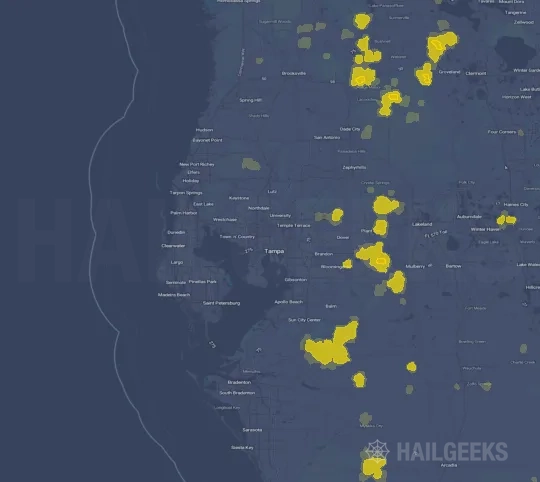 Hail map for Tampa, FL