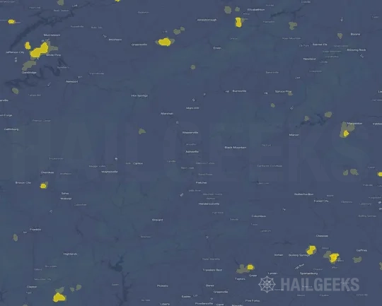 Hail map for Asheville, NC
