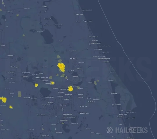 Hail map for Deltona, FL