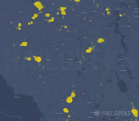Hail map for Gainesville, FL