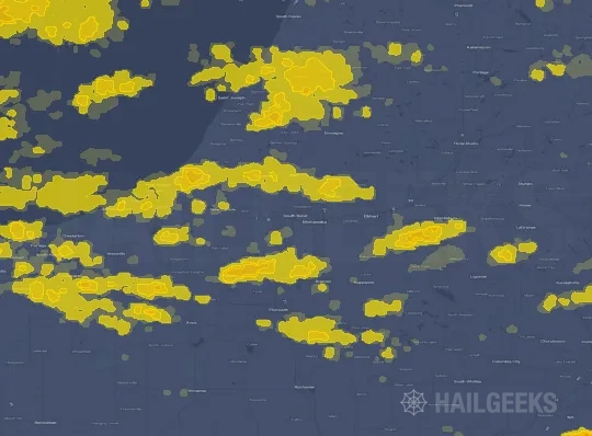 Hail map for South Bend, IN