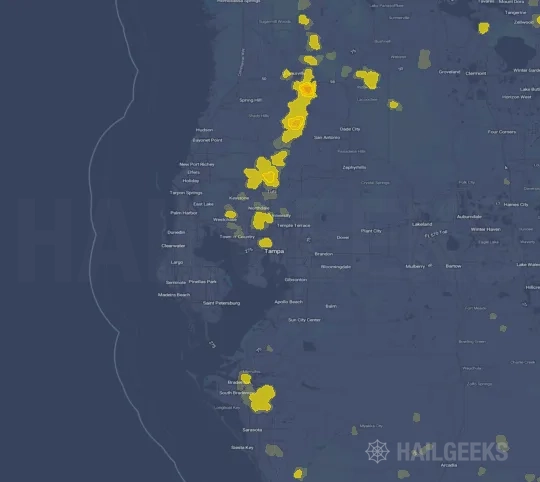 Hail map for Tampa, FL