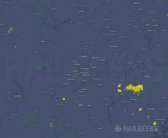 Hail map for Birmingham, AL