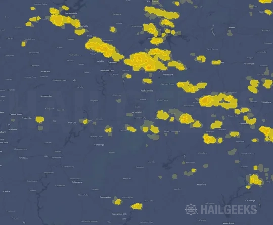 Hail map for Anniston, AL
