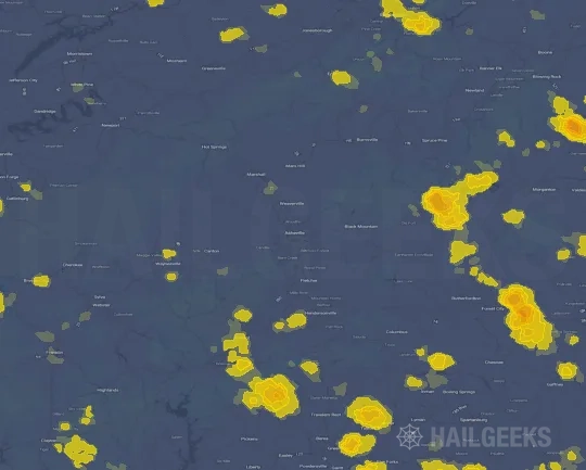 Hail map for Asheville, NC