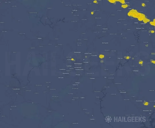 Hail map for Birmingham, AL
