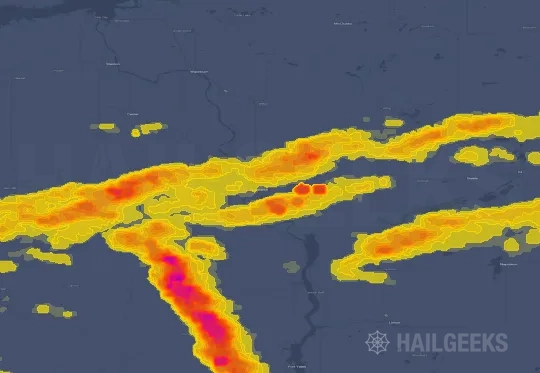 Hail map for Bismarck, ND
