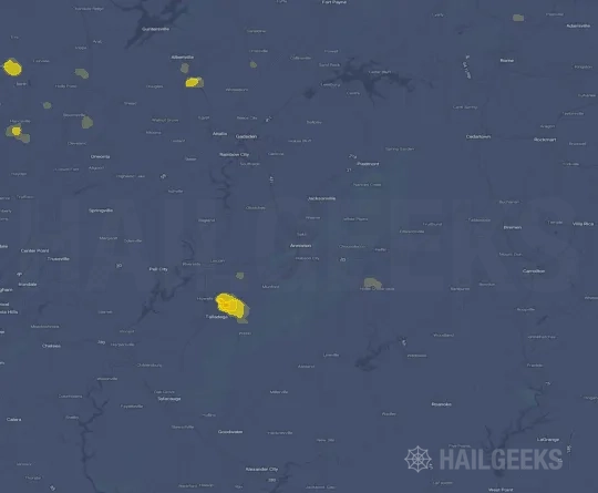 Hail map for Anniston, AL