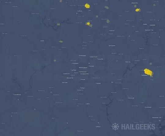 Hail map for Birmingham, AL