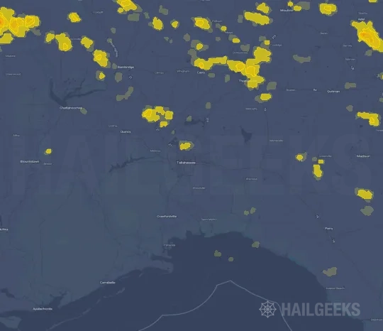 Hail map for Tallahassee, FL