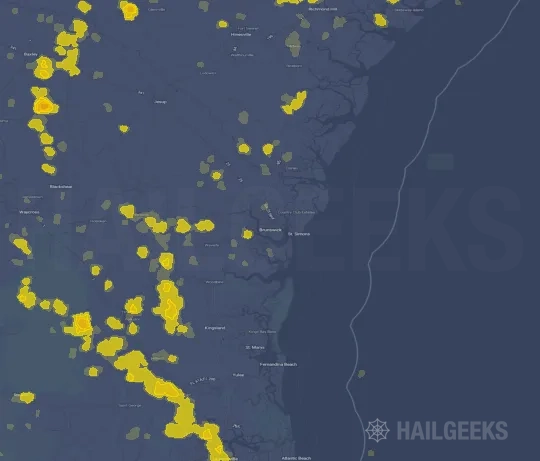 Hail map for Brunswick, GA
