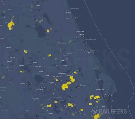 Hail map for Deltona, FL