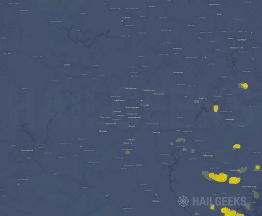Hail map for Birmingham, AL