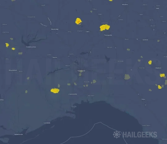 Hail map for Tallahassee, FL