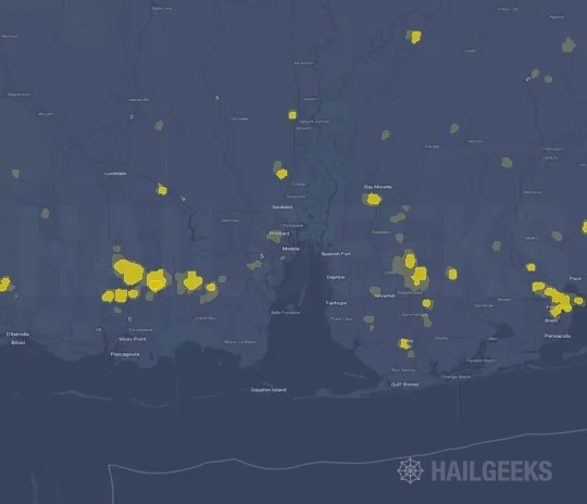 Hail map for Mobile, AL