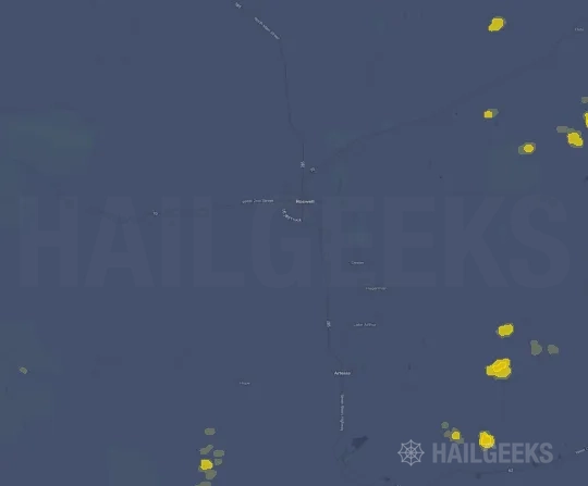 Hail map for Roswell, NM on Aug 15, 2026
