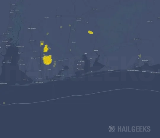 Hail map for Pensacola, FL