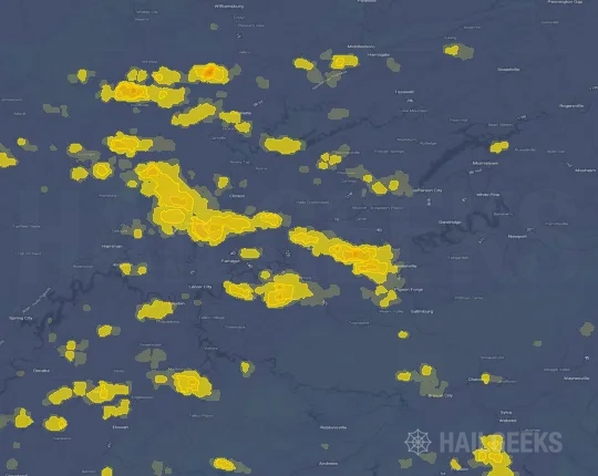 Hail map for Knoxville, TN