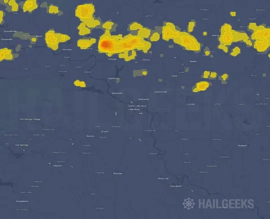 Hail map for Little Rock, AR