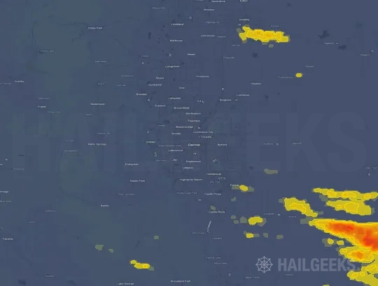 Hail map for Denver, CO on Aug 18, 2026