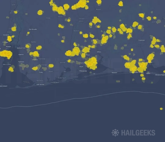 Hail map for Pensacola, FL