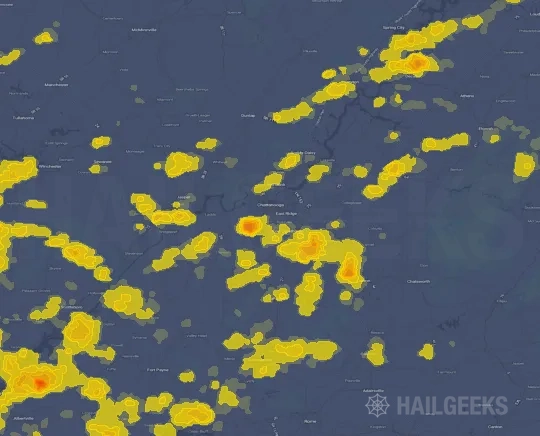 Hail map for Chattanooga, TN