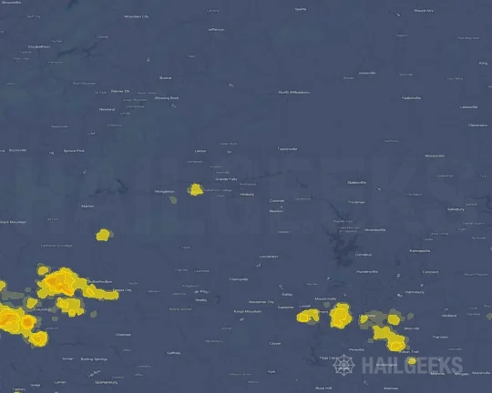 Hail map for Hickory, NC on Aug 20, 2026