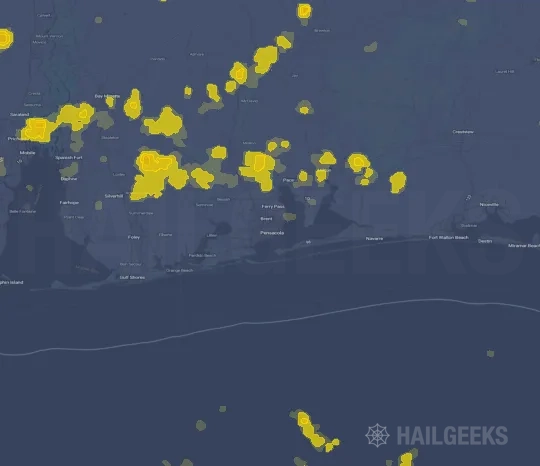 Hail map for Pensacola, FL