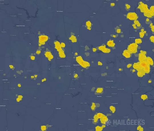 Hail map for Alexandria, LA