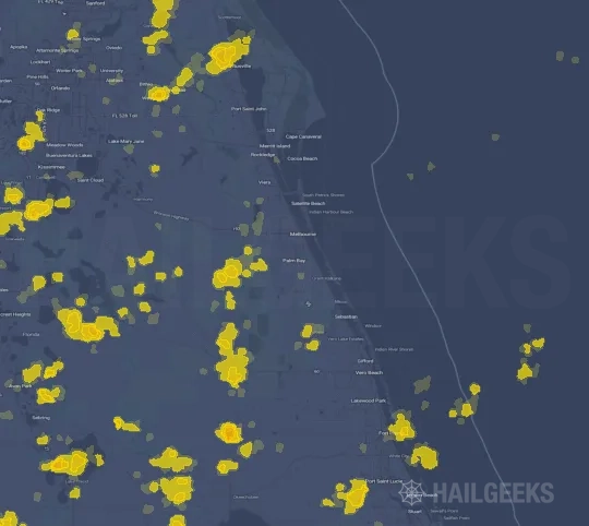 Hail map for Palm Bay, FL