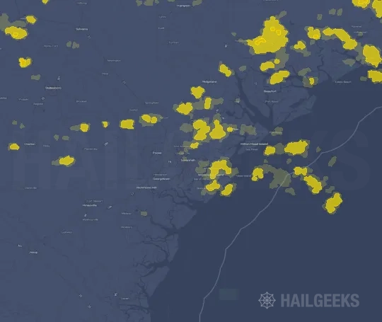 Hail map for Savannah, GA