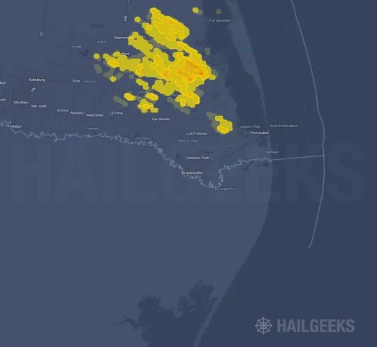 Hail map for Brownsville, TX