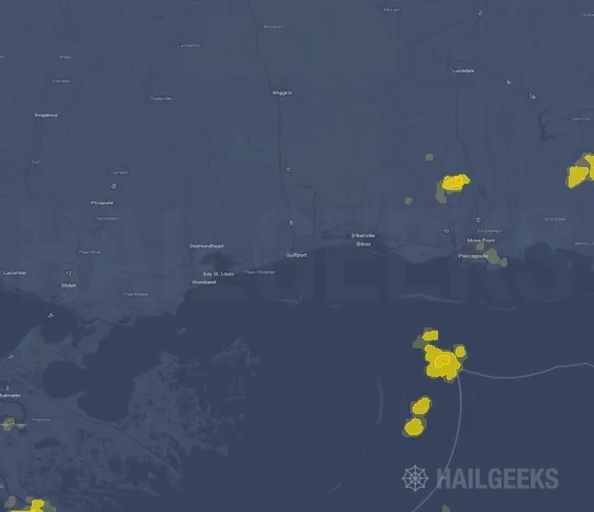 Hail map for Gulfport, MS on Aug 23, 2026