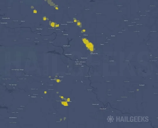 Hail map for Little Rock, AR
