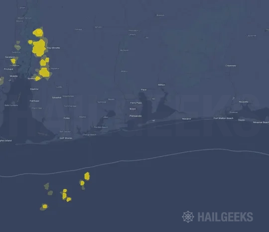 Hail map for Pensacola, FL