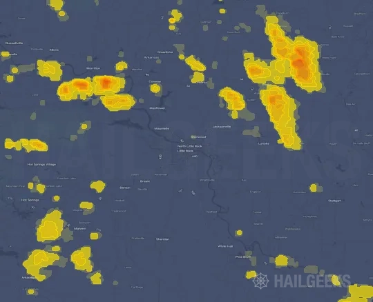 Hail map for Little Rock, AR