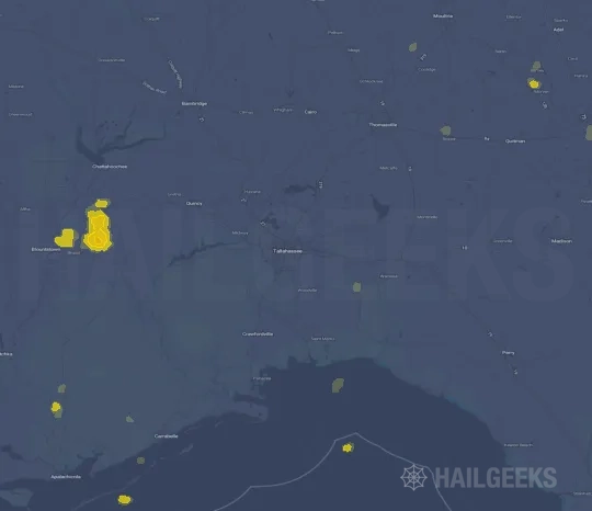Hail map for Tallahassee, FL
