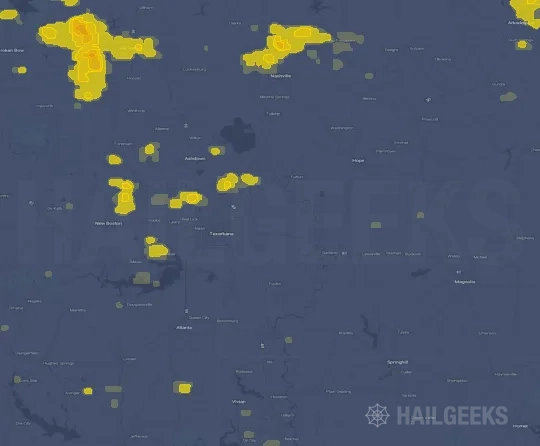 Hail map for Texarkana, AR
